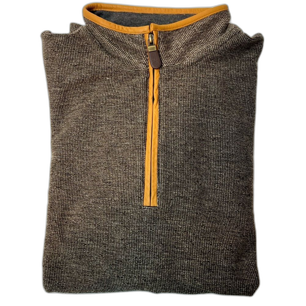 Orvis Simoom Quarter-Zip Sweater with Leather Elbow Patches and Trim Size L